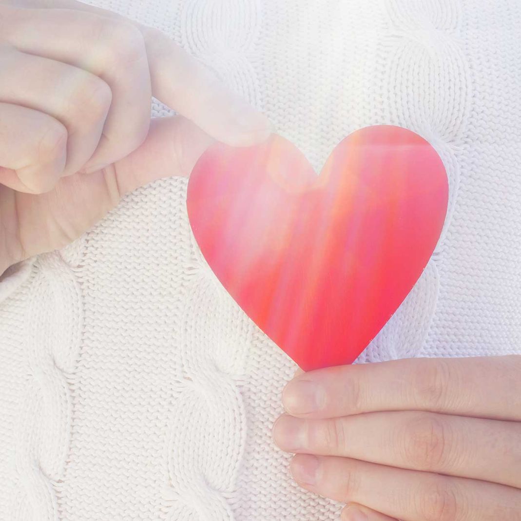 Red heart on a white sweater